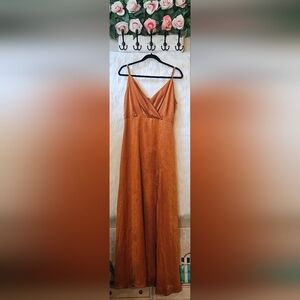 Lulu's Classic Terracotta Crossfront Ultrasoft Maxi Dress